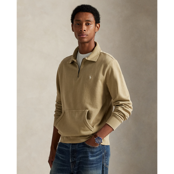 Ralph Lauren Loopback Fleece Quarter-zip Sweatshirt In Green