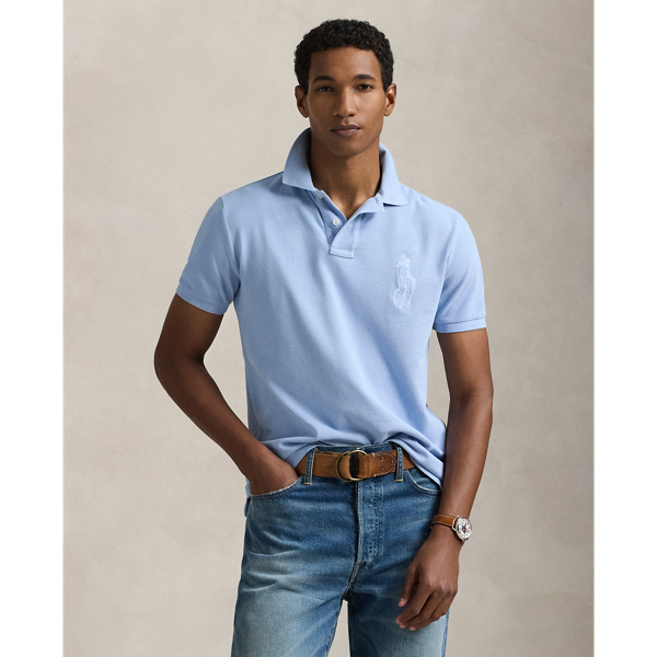 Polo Ralph Lauren Classic Fit Big Pony Mesh Polo Shirt In Chambray Blue