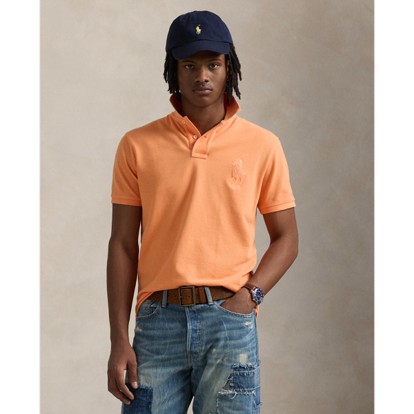 Polo Ralph Lauren Classic Fit Big Pony Mesh Polo Shirt In Classic Peach