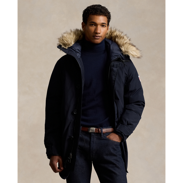 Ralph Lauren Faux-fur-trim Down Hooded Coat In Collection Navy