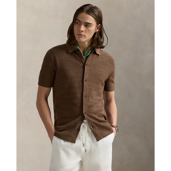 Pull-chemise texturé en coton et lin - Polo Ralph Lauren - Modalova