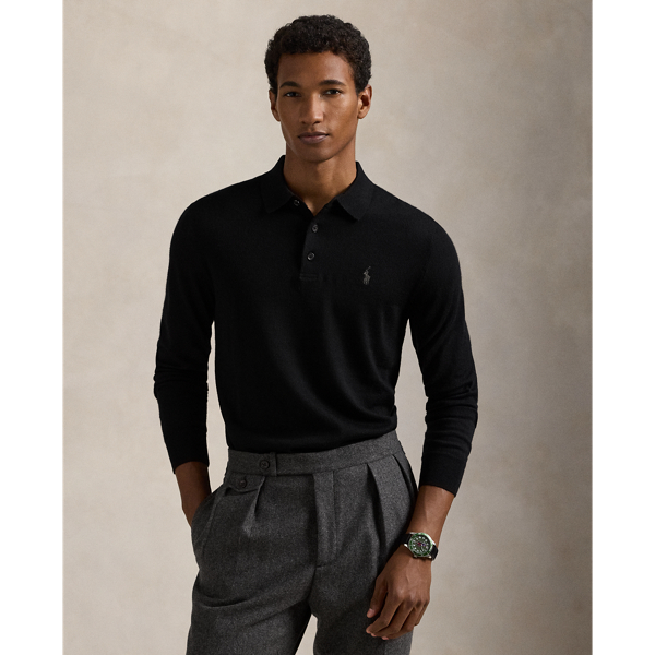 This jumper combines a silhouette inspired by  Ralph Lauren Lauren’s iconic Polo shirt with fine-gauge worsted wool and our signature embroidered Pony.