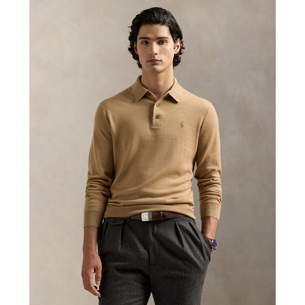 This jumper combines a silhouette inspired by  Ralph Lauren Lauren’s iconic Polo shirt with fine-gauge worsted wool and our signature embroidered Pony.
