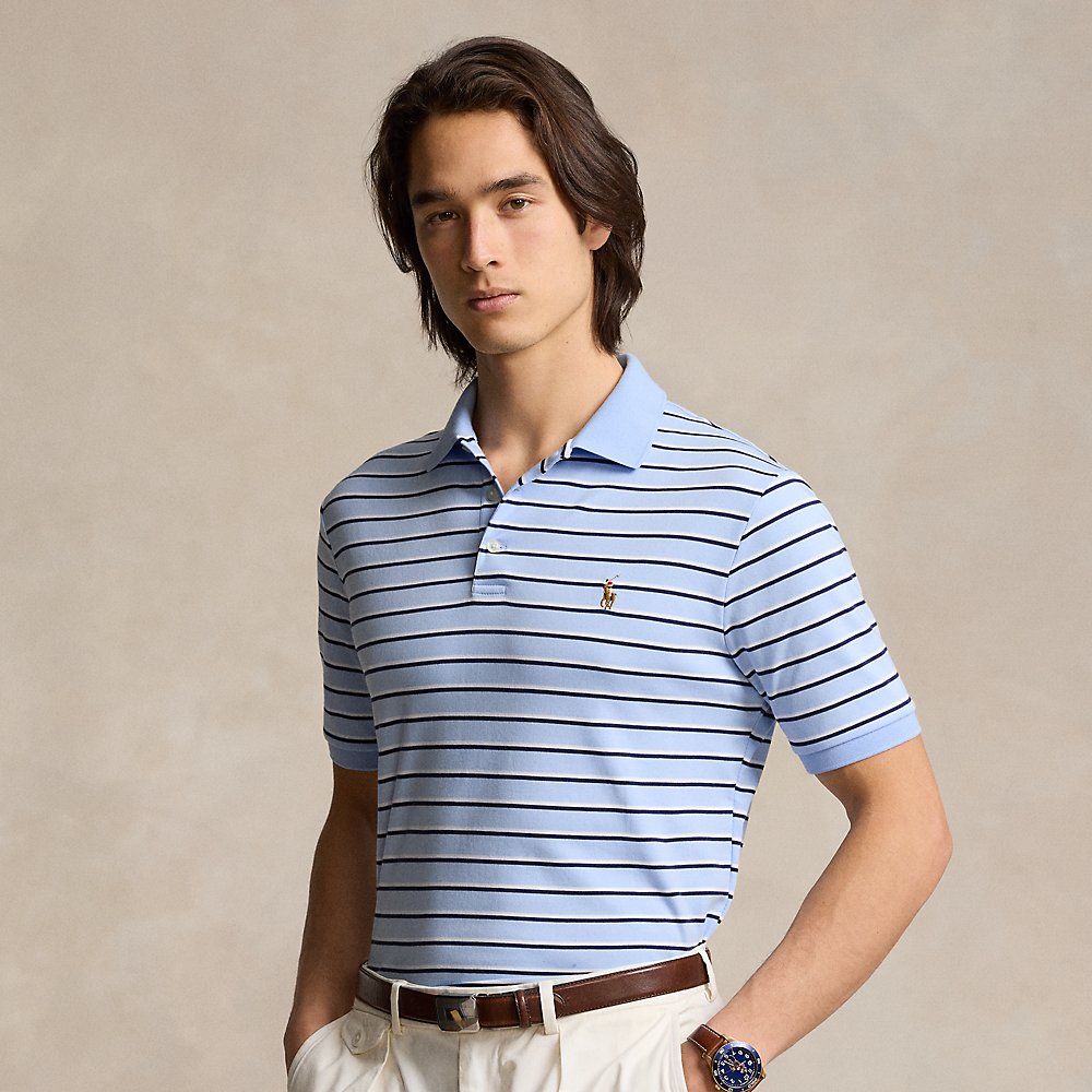 Shop Ralph Lauren Classic Fit Soft Cotton Polo Shirt In Office Blue Multi