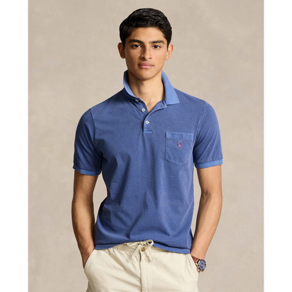 Shop Ralph Lauren Classic Fit Garment-dyed Polo Shirt In Light Navy