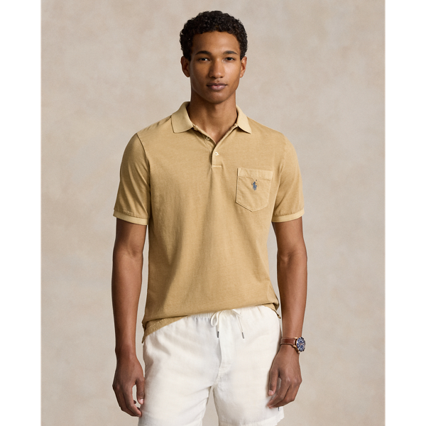 Shop Ralph Lauren Classic Fit Garment-dyed Polo Shirt In Classic Khaki