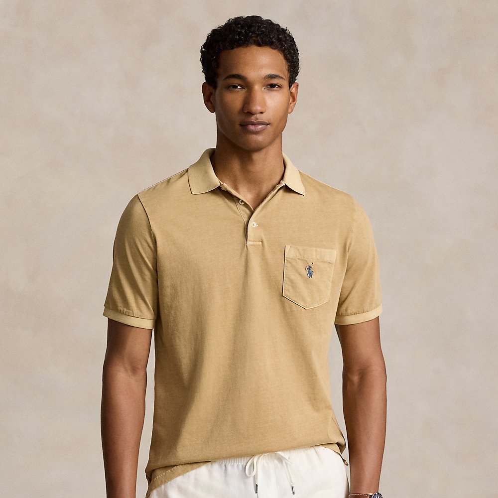 Ralph Lauren Classic Fit Garment-dyed Polo Shirt In Classic Khaki