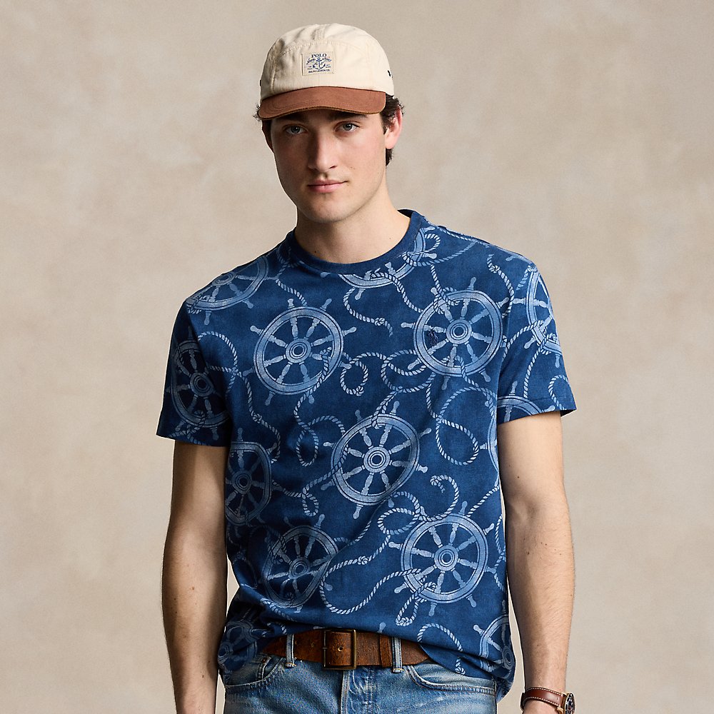 Shop Ralph Lauren Classic Fit Nautical Jersey T-shirt In Rope And Ship Wheel