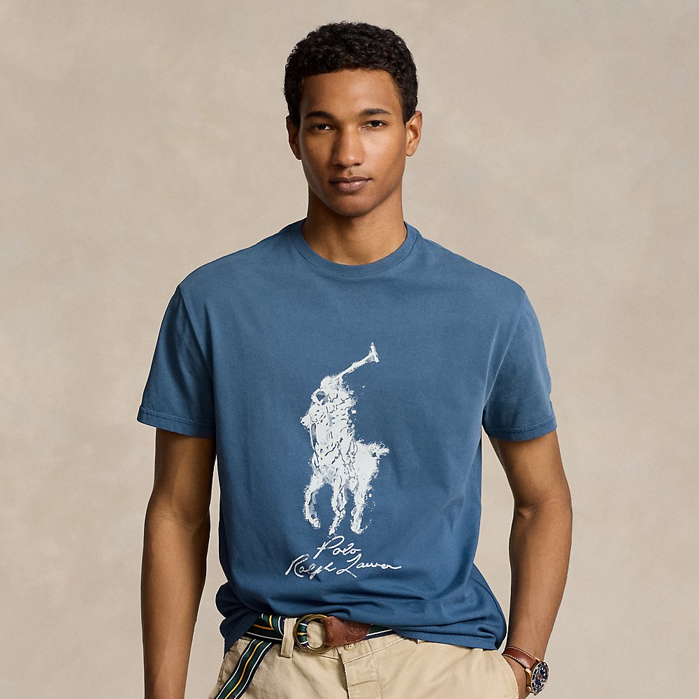 Ralph Lauren Classic Fit Big Pony Jersey T-shirt In Blue