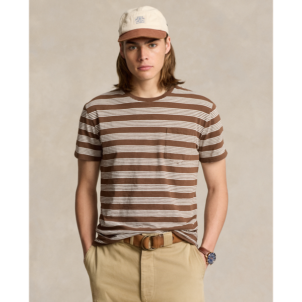Ralph Lauren Standard Fit Striped Jersey T-shirt In Brown