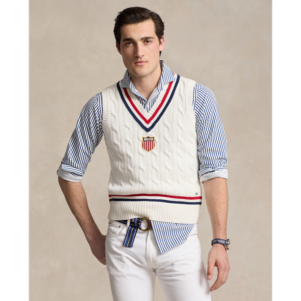 Polo Ralph Lauren Team Usa Cricket Sweater Vest In White