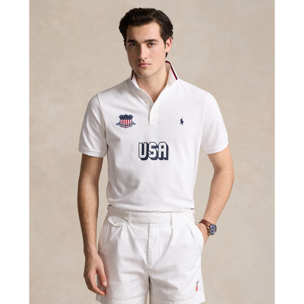 Shop Ralph Lauren Classic Fit Usa Polo Shirt In White