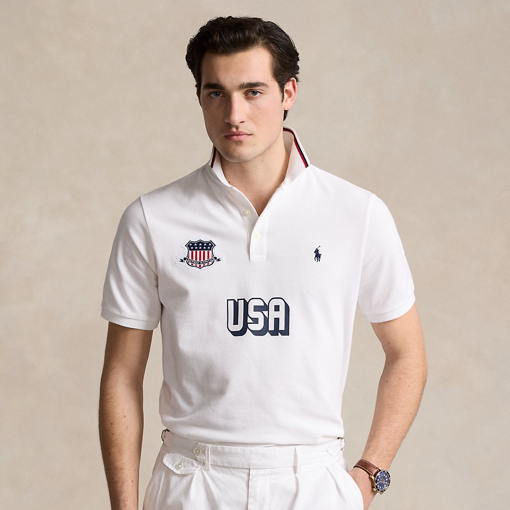 Shop Ralph Lauren Classic Fit Usa Polo Shirt In White