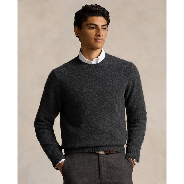 Polo Ralph Lauren Suede-patch Sweater In Static Grey Heather