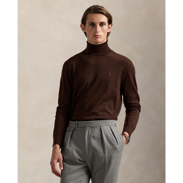 Ralph Lauren Washable Wool Turtleneck Sweater In Brown