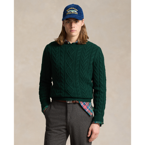 Polo Ralph Lauren Wool-alpaca Fisherman's Sweater In Moss Agate