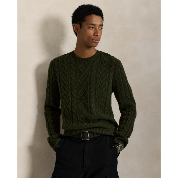 Ralph Lauren Wool-alpaca Fisherman's Sweater In Green