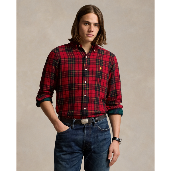 Ralph Lauren Classic Fit Plaid Double-faced Shirt In Red/black