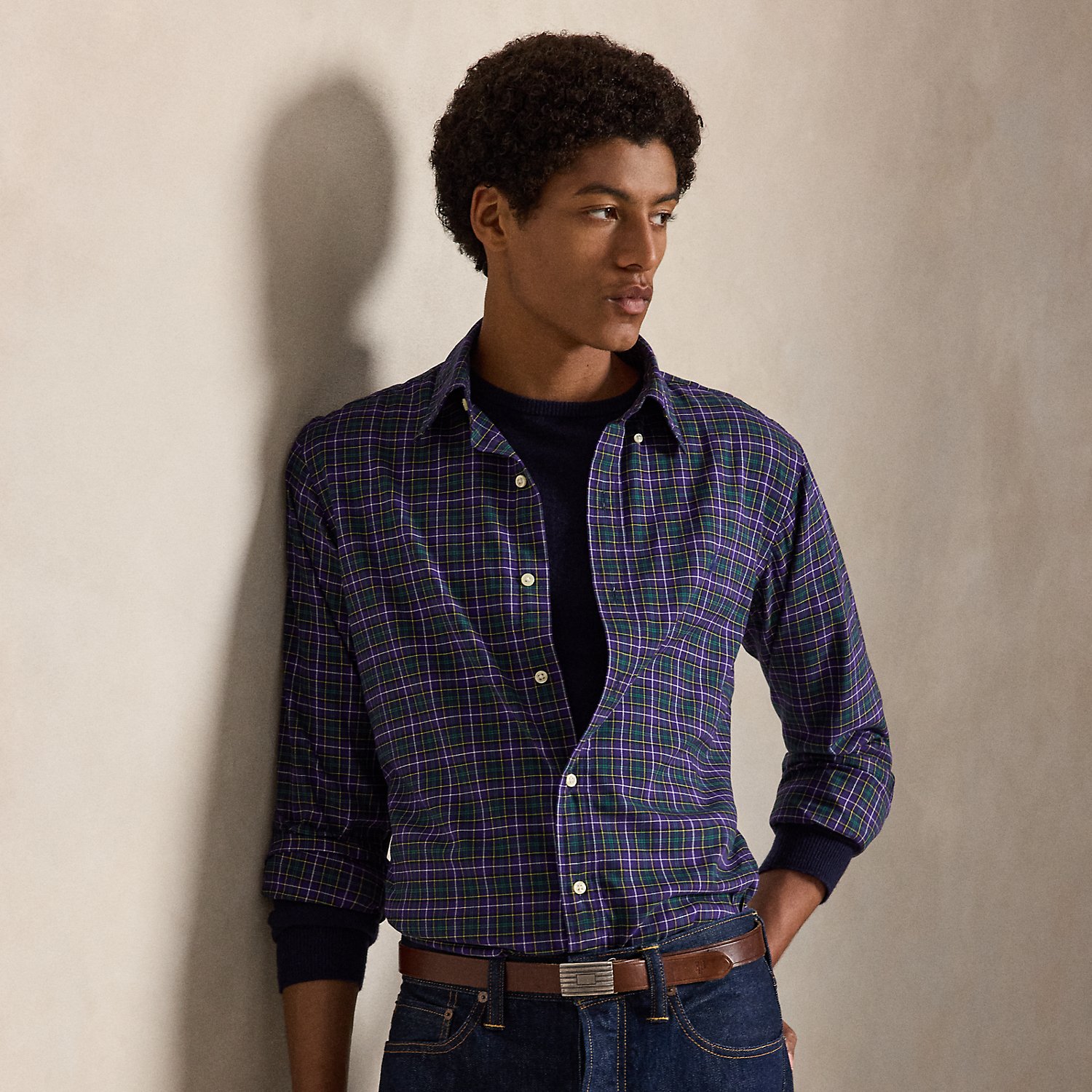 Custom Fit Plaid Twill Shirt