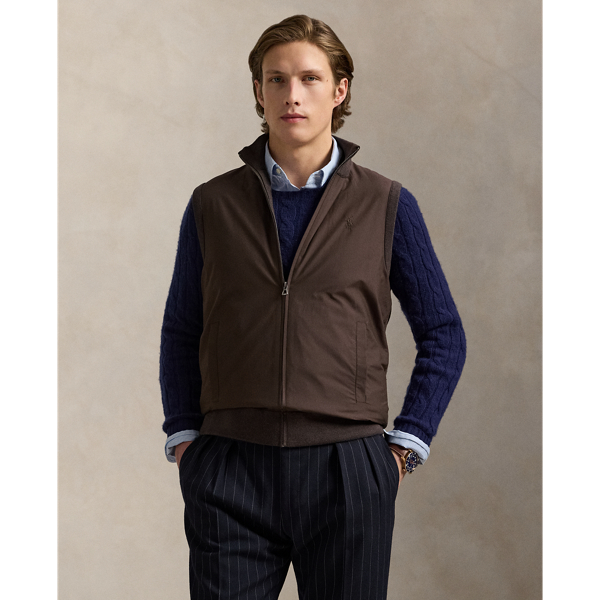 Ralph Lauren Hybrid Full-zip Sweater Vest In Brown