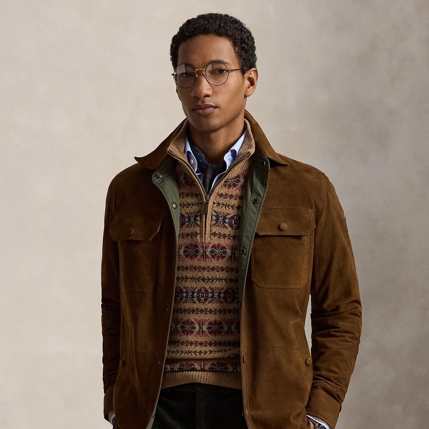 Reversible Suede-Taffeta Shirt Jacket