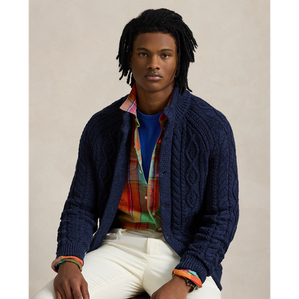 Cardigan en tricot d'Aran de coton jaspé - Polo Ralph Lauren - Modalova