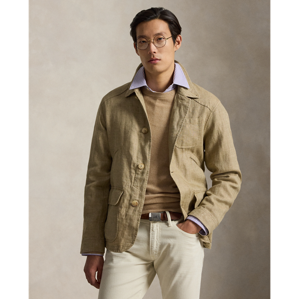 Linen Herringbone Utility Jacket