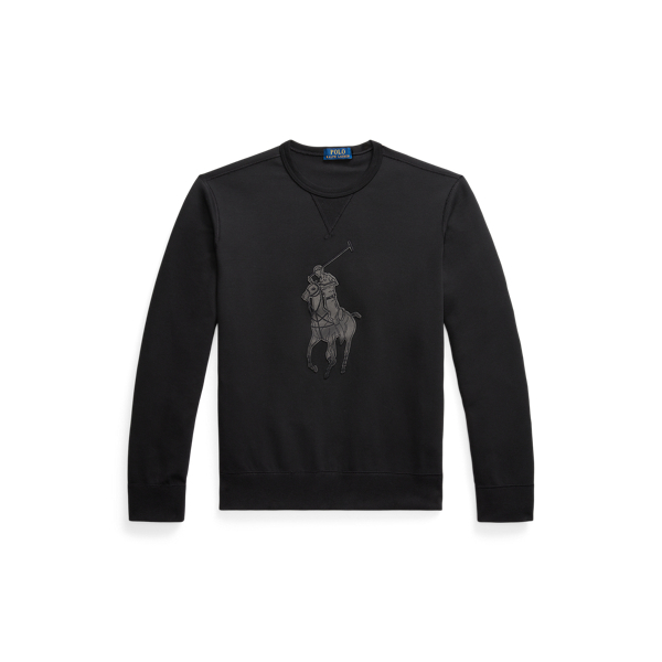 POLO RALPH LAUREN LEATHER-PONY DOUBLE-KNIT SWEATSHIRT 