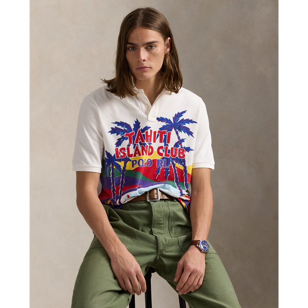 Polo Ralph Lauren Classic Fit Mesh Graphic Polo Shirt In Tahiti Island Club
