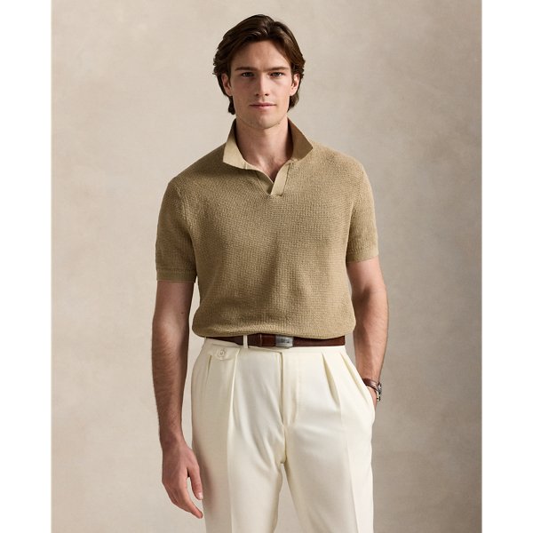 Pull à col Johnny en lin piqué - Polo Ralph Lauren - Modalova