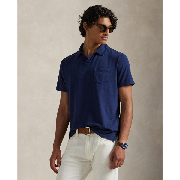 Polo Ralph Lauren Standard Fit Cotton-linen Polo Shirt In Newport Navy