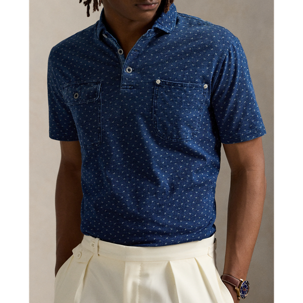 Classic Fit Indigo Mesh Polo Shirt