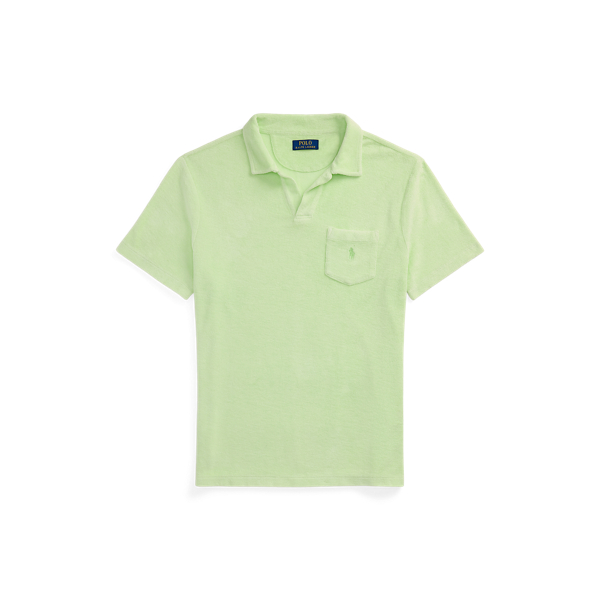 Ralph Lauren Mineral-dyed Terry Polo Shirt In Leaf
