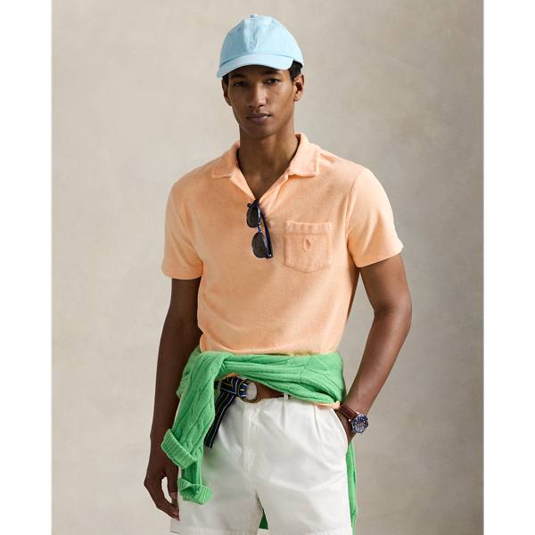 Polo Ralph Lauren Mineral-dyed Terry Polo Shirt In Amber