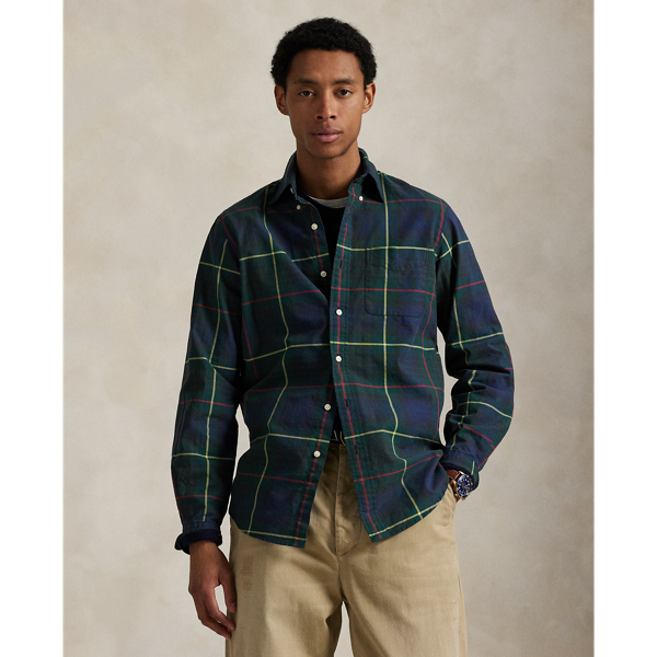Ralph Lauren Classic Fit Plaid Oxford Shirt In Blue
