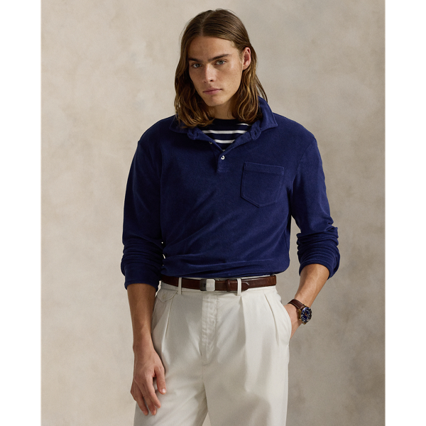 Ralph Lauren Standard Fit Terry Polo Shirt In New Classic Navy