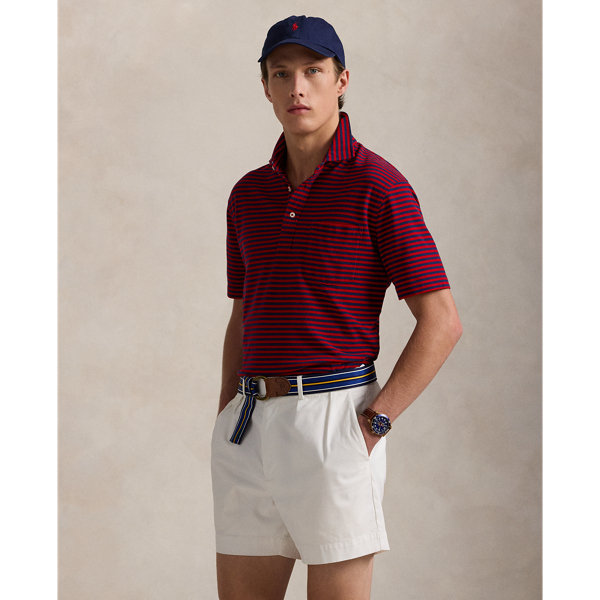 Polo Ralph Lauren Classic Fit Featherweight Mesh Polo In Newport Navy/red