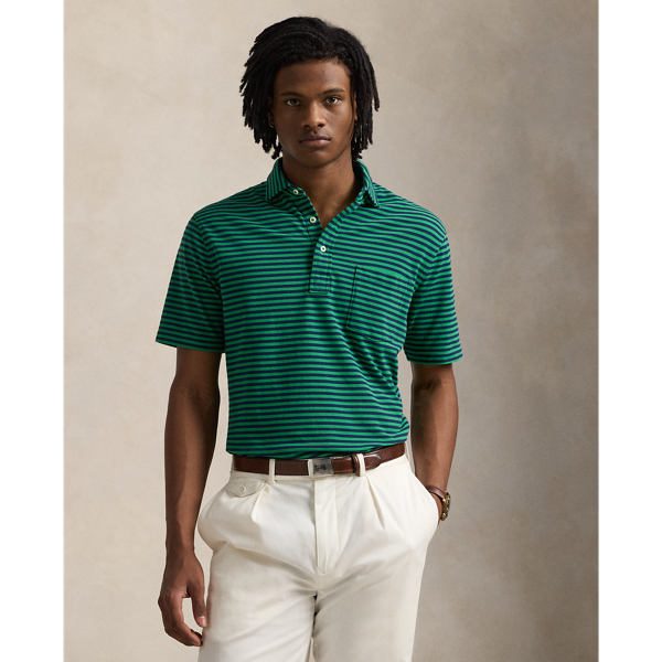 Polo Ralph Lauren Classic Fit Featherweight Mesh Polo In Cruise Green/newport Navy