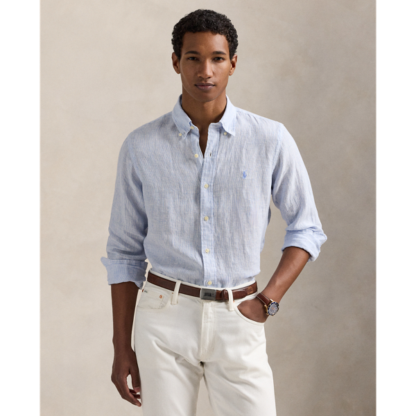 Chemise rayée Custom Fit en lin - Polo Ralph Lauren - Modalova