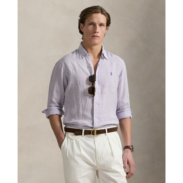 Chemise rayée Custom Fit en lin - Polo Ralph Lauren - Modalova