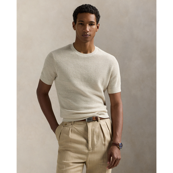 Pull texturé à manches courtes en lin - Polo Ralph Lauren - Modalova