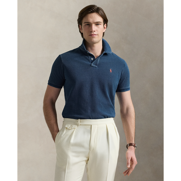 Polo ajusté en piqué indigo - Polo Ralph Lauren - Modalova