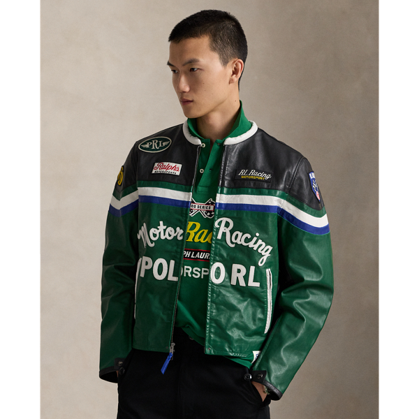 Part of the season's motorsport-inspired collection, this café racer is crafted from washed full-grain leather and updated with a relaxed fit. Signature patches and appliqués give it a dose of high-octane style that's distinctly Polo.