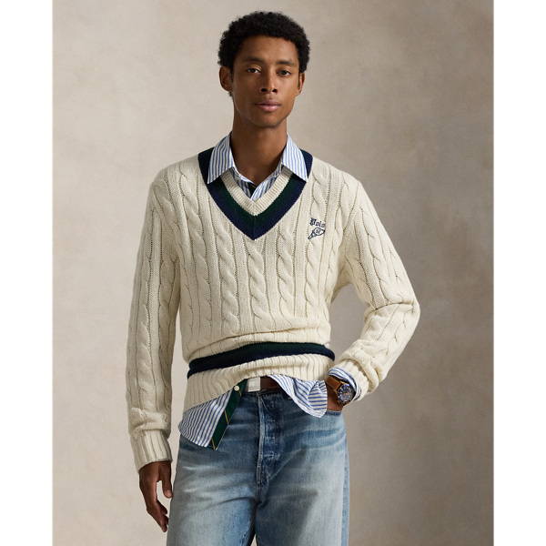 Ralph Lauren Embroidered Cotton-blend Cricket Sweater