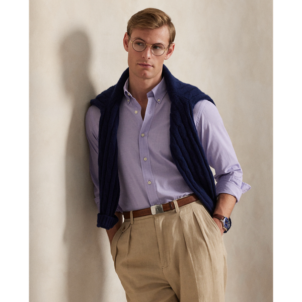 Ralph Lauren Classic Fit End-on-end Shirt In Lavender White
