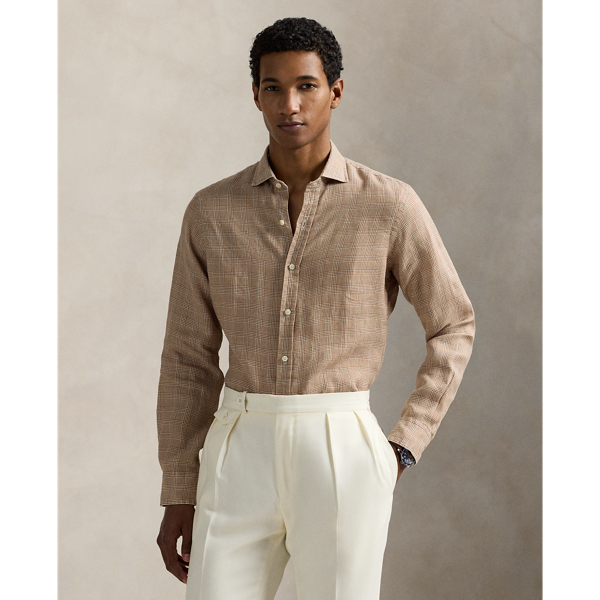 Elevate your warm-weather style with this Glen plaid shirt, where heritage design meets superior comfort. The lightweight slub linen fabric offers an airy feel while adding subtle textural dimension.