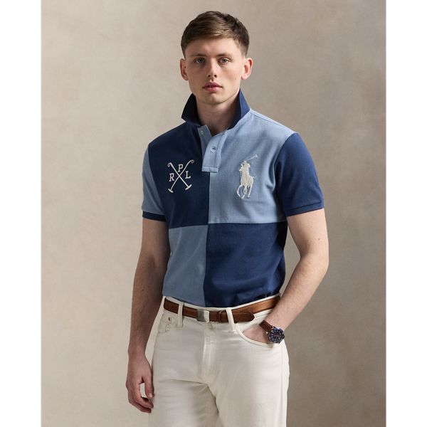 Ralph Lauren Classic Fit Big Pony Mesh Polo Shirt In Rustic Navy/channel Blue