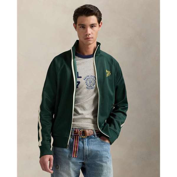 Ralph Lauren Embroidered Tricot Track Jacket In College Green