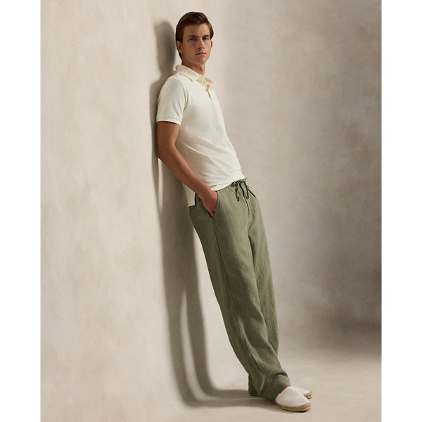 Lateef Relaxed Fit Pleated Linen Trouser