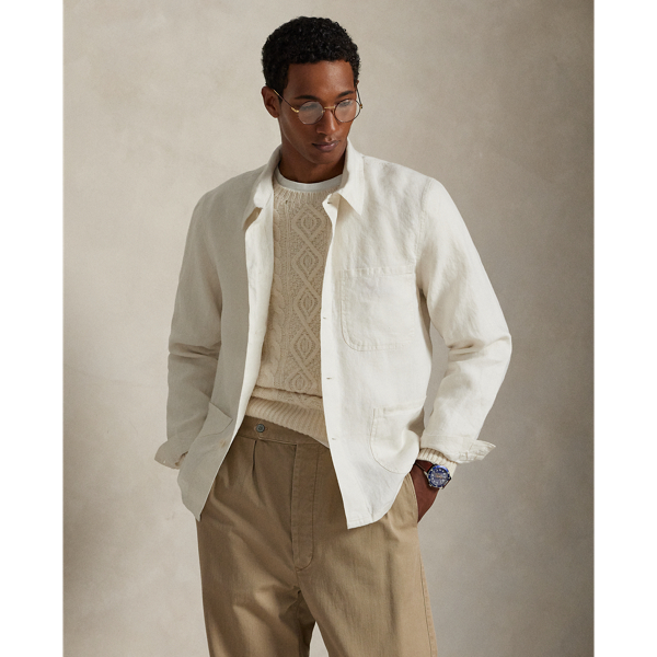 Ralph Lauren Linen Utility Jacket In Neutral